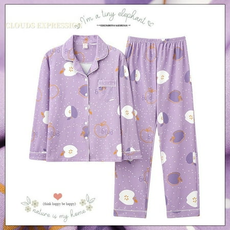 

QWZNDZGR Spring Autumn Elegant Women s Pajamas Sets Pyjamas Long Sleeved Print Cotton Sleepwear Lady Pijamas Homewear Nightgown Fashionn