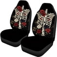 thumbnail image 5 of FOR U DESIGNS Skull Rose Print Automotive Seat Cover Stretch Front Seats and Rear Bench Seat Wear-Resistan Split Bench Compatible Car Interior Covers, Pack of 4, 5 of 7