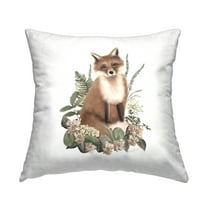 Stupell Industries Floral Woodland Fox Decorative Printed Throw Pillow, 18 x 18