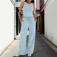 thumbnail image 2 of NMMUED Womens Loungewear Set 2 Piece Pajama Sets Summer Sleeveless Crop Tank Tops Wide Leg Pants Lounge Outfits Athleisure Sets Women Light Blue XXL, 2 of 4