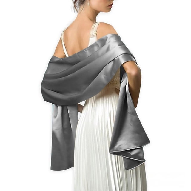 Sonducket Chal de satén para mujer, baile de ceremonia, chal para fiesta de noche, baile de graduación, bufanda larga decorativa elegante, Type2 NO2