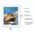 thumbnail image 2 of White Star Line - RMS Olypmic RMS Titanic - The Largest Steamers in World - Vintage Ocean Liner Travel Poster c.1911 - Fine Art Rolled Canvas Print 16in x 20in, 2 of 4
