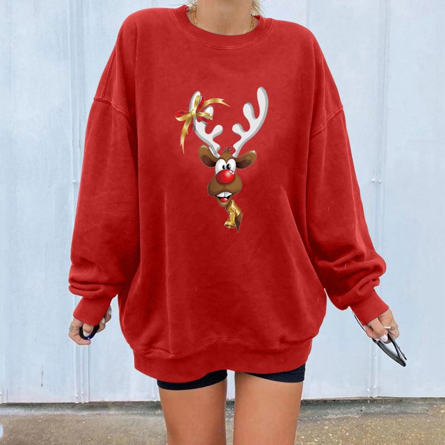 Mode de Noël Sweat-Shirt Décontracté à Manches Longues Imprimé pour Femmes