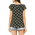 thumbnail image 4 of Allegra K Women's Short Sleeve Square Neck Ruffled Floral Chiffon Blouse, 4 of 7
