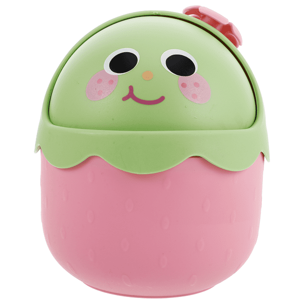 Lindo bote de basura de escritorio con forma de fresa para habitación de niños, pequeño y decorativo, práctico y adorable contenedor de basura.