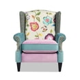 thumbnail image 4 of Anya Boho Chic Wingback Accent Chair Floral & Leopard Blue & Lavender Purple, 4 of 10