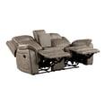 thumbnail image 4 of Miekor Furniture Classic Sandy Brown 1pc Double Reclining Loveseat with Storage Console Cupholder Plush Comfort Pillow-Top Arms Vertical Tufting Solid Wood Luxury Living Room Furniture No8316, 4 of 9