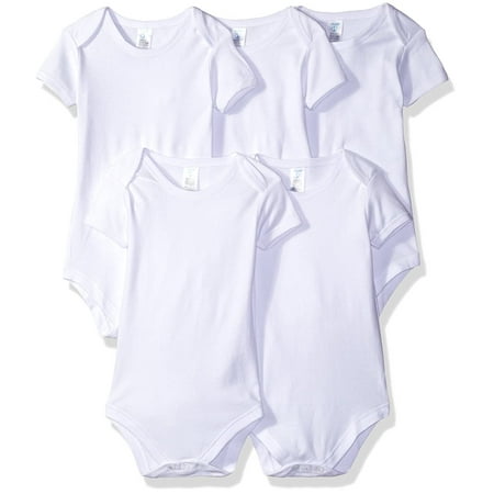 

Spasilk Baby 5 Pack Short Sleeve Cotton Bodysuits for Infant and Newborns White 24 Months
