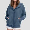 thumbnail image 2 of larppty Womens Corduroy Knit Hoodies Zip Up Shirt Jacket Slouchy Jackets Casual Long Sleeve Shackets Fashion Clothes (Navy, L), 2 of 4