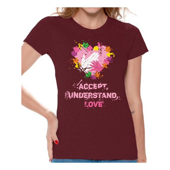 Awkward Styles Accept Understand Love Autism Shirt Women's Autism Awareness T-shirt Women Autism Awareness Shirts Women's Autism T Shirt Autism Awareness Gifts for Her Autistic Pride Gifts
