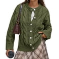 thumbnail image 2 of Long Sleeve Button Down Women Solid Casual Cable Knit Cardigan Coat, 2 of 5