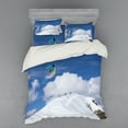 thumbnail image 1 of Ambesonne Winter Bedding Set 4 Pcs, Snowboarder Mountaintop, Queen, Blue White, 1 of 3