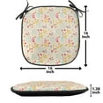 thumbnail image 5 of Floral Chair Seating Cushion Set of 2, Botanical in Earth Tones Spring Vibes, Seat Pads for Office with Anti-slip Backing, 16"x16", Champagne Multicolor, by Ambesonne, 5 of 7