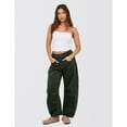 thumbnail image 5 of Lentta Women's Mid Rise Cord Barrel Jeans Casual Baggy Wide Leg Corduroy Cropped Pants with Pockets, 5 of 8