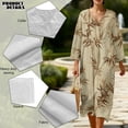 thumbnail image 5 of DISNIMO Women's Linen Style Maxi Dress Leaf Print V Neck Loose Dresses 3/4 Sleeve Midi Dresses Fashion Long Dress for Women, S, 5 of 6
