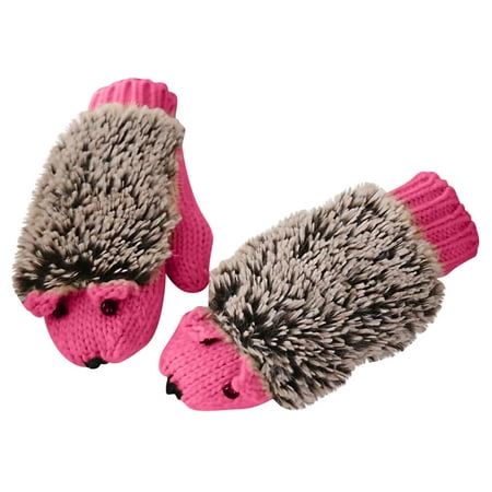 

Naughtyhood Christmas Clearance deals Gloves Cartoon Hedgehog Wool Double Layer Thermal Insulation With Finger Weave Gloves on Clearance