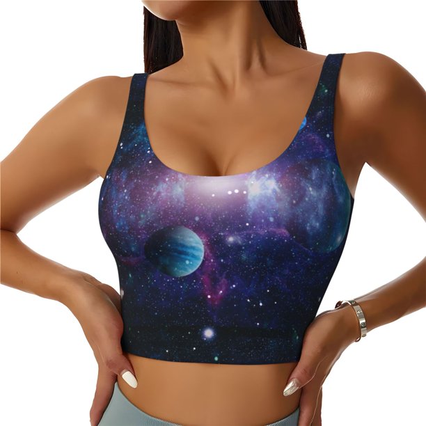 Balery Planets Stars And Galaxies1 Sujetadores deportivos con espalda cruzada para mujer, acolchados, sin costuras, de alto impacto, ideales para yoga, gimnasio, entrenamiento y fitness.-XX-Large