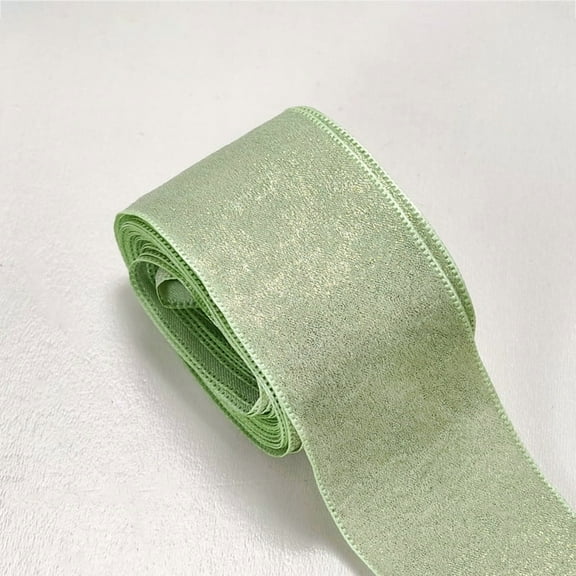 Namzi Satin Ribbon, light green Pretty Ribbon Bright Yarn,2.5cm*5yd Polyester Velvet Ribbon, 2 Rolls, Soft & Durable, Wide Ribbon for Gift Wrapping, Ideal for Crafts