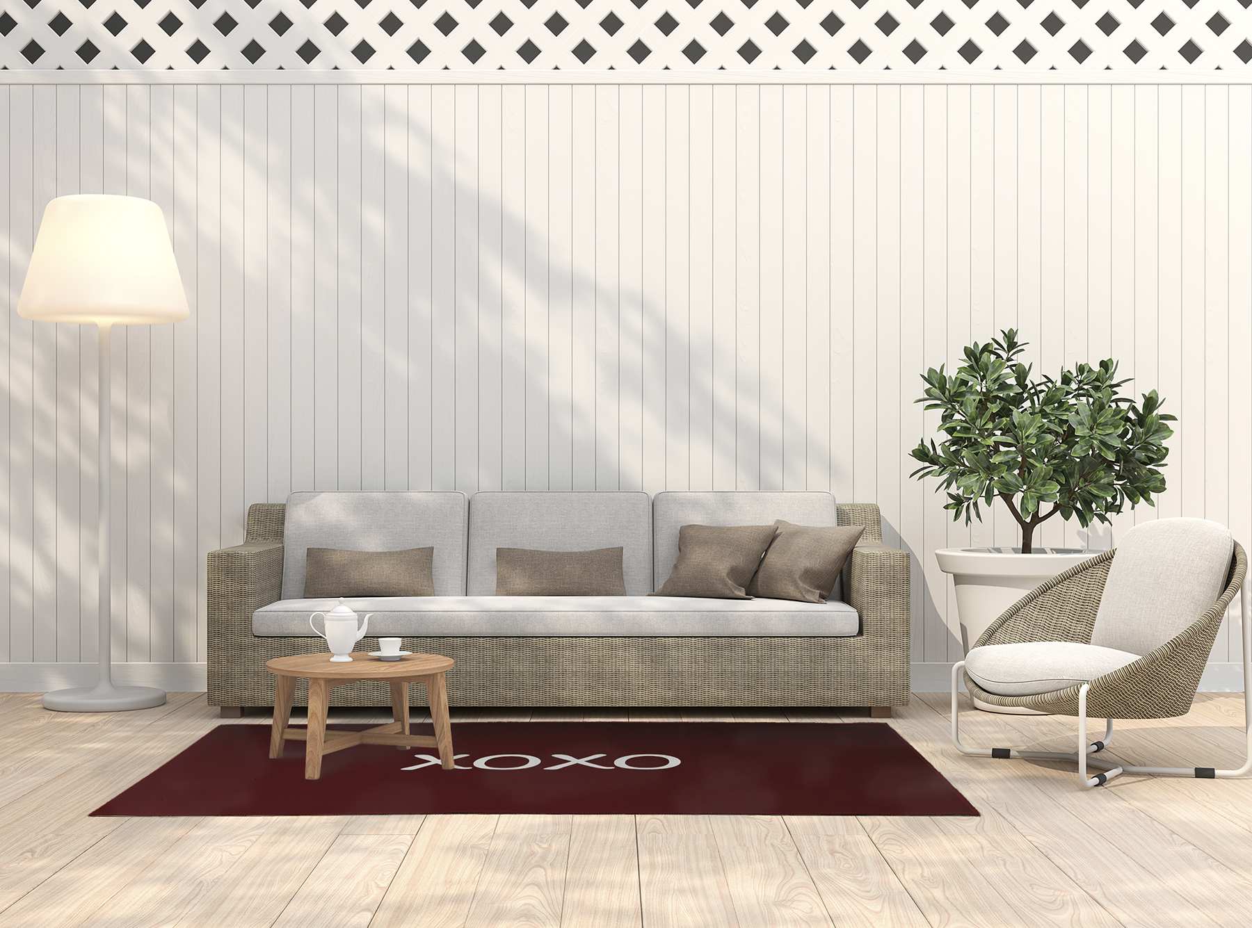 Simply Daisy 5' x 7' Maroon XOXO Valentines Chenille Indoor/Outdoor Rug