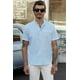thumbnail image 3 of ABPHQTO Camisa de hombre de manga corta con botones azules, 3 of 5