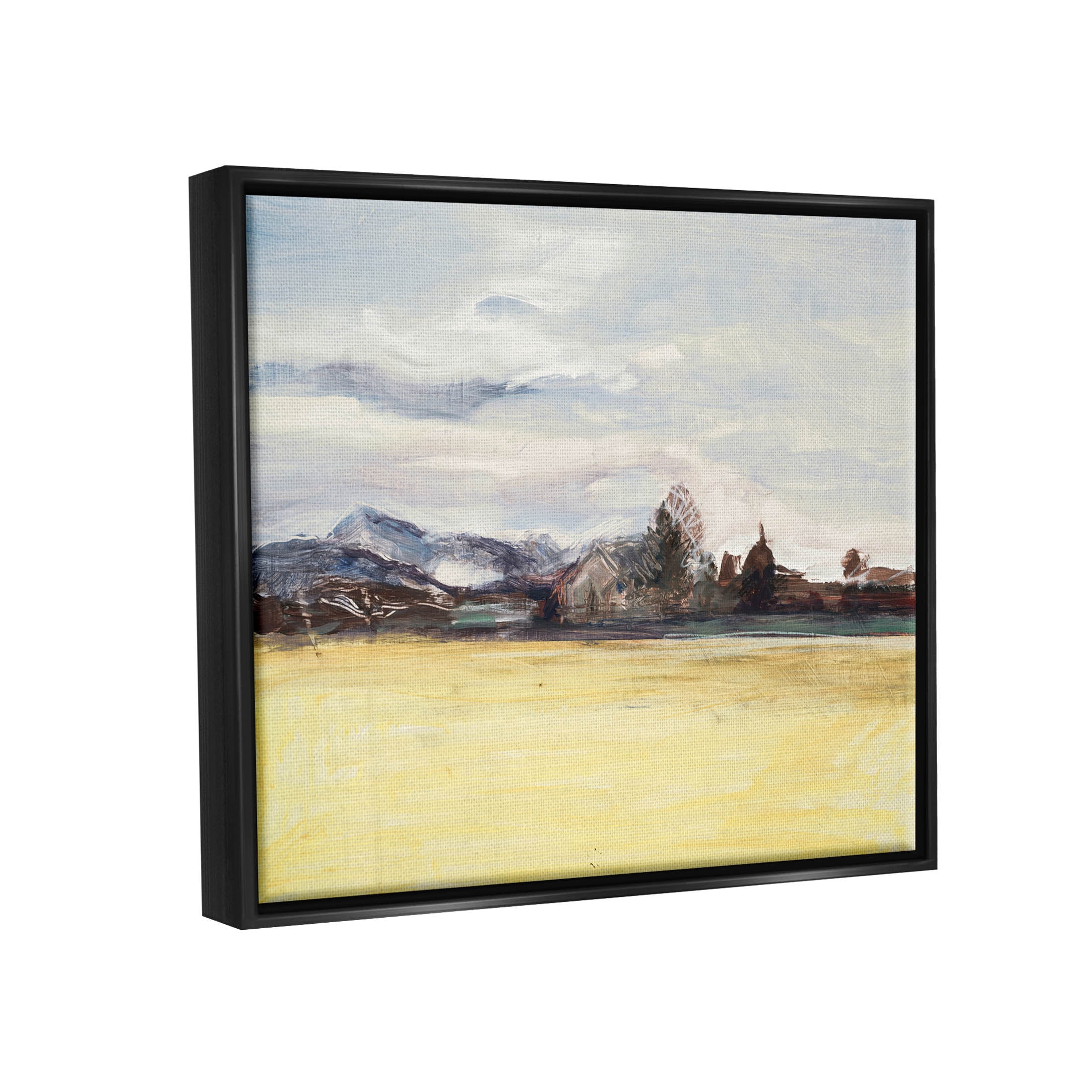 Stupell Industries Abstract Distant House Scenery Painting Jet Black Floating Framed Canvas Print Wall Art, Design by Stacy Pollard