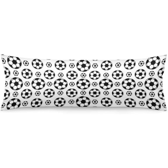 Soccer Theme Body Pillow Cover Sports Soccer Ball Black and White Throw Pillow Covers Sport Football Long Pillow Case Protector with Zipper Decorative Soft Rectangle Bed Pillowcases for Couch,20"x54"