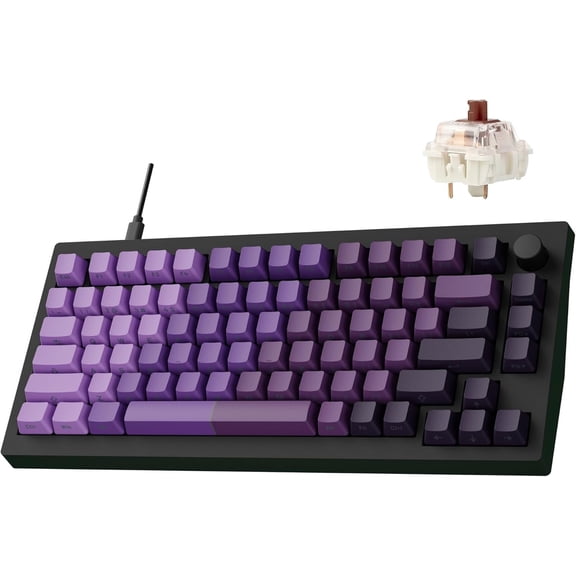 LEMOKEY X4 QMK Wired Mechanical Keyboard, 75% Layout South-Facing Red Backlit, Side-Printed Double-Shot PBT Keycaps with Tactile Brown Mechanical Switch for Windows