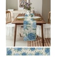 thumbnail image 3 of Table Runner Dresser Scarves 72 Inch Long, Blue Hydrangea and Eucalyptus Leaves Linen Dining Table Runners Farm Retro Burlap Linen Tabletop Scarf for Wedding Holiday Party Kitchen, 3 of 7
