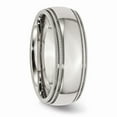 thumbnail image 4 of White Stainless Steel Ring Band Wedding Beaded Standard Grooved, 4 of 5