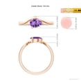 thumbnail image 5 of ANGARA Natural East-West Pear Amethyst Wave Shank Solitaire Ring in 14K Rose Gold for Women (Size-7x5mm) | February Birthstone, Birthday, Anniversary, Jewelry Gift for Women | Natural Amethyst Ring, 5 of 10