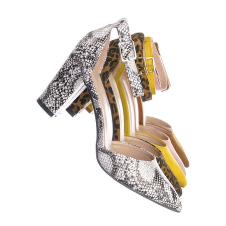 Heel Dorsay Pump - Songful6 by Forever Link, Retro Pointed Toe d'Orsay Chunky Block Heel Pump - Women Open Shank