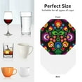 thumbnail image 6 of Lsque Traditional Floral Polish Pattern 4" Drink Coasters Set of 4, PVC Leather Absorbent Coasters, Table Coaster Set Decorative Coffee Cup Coasters Housewarming Gift -Octagon, 6 of 6