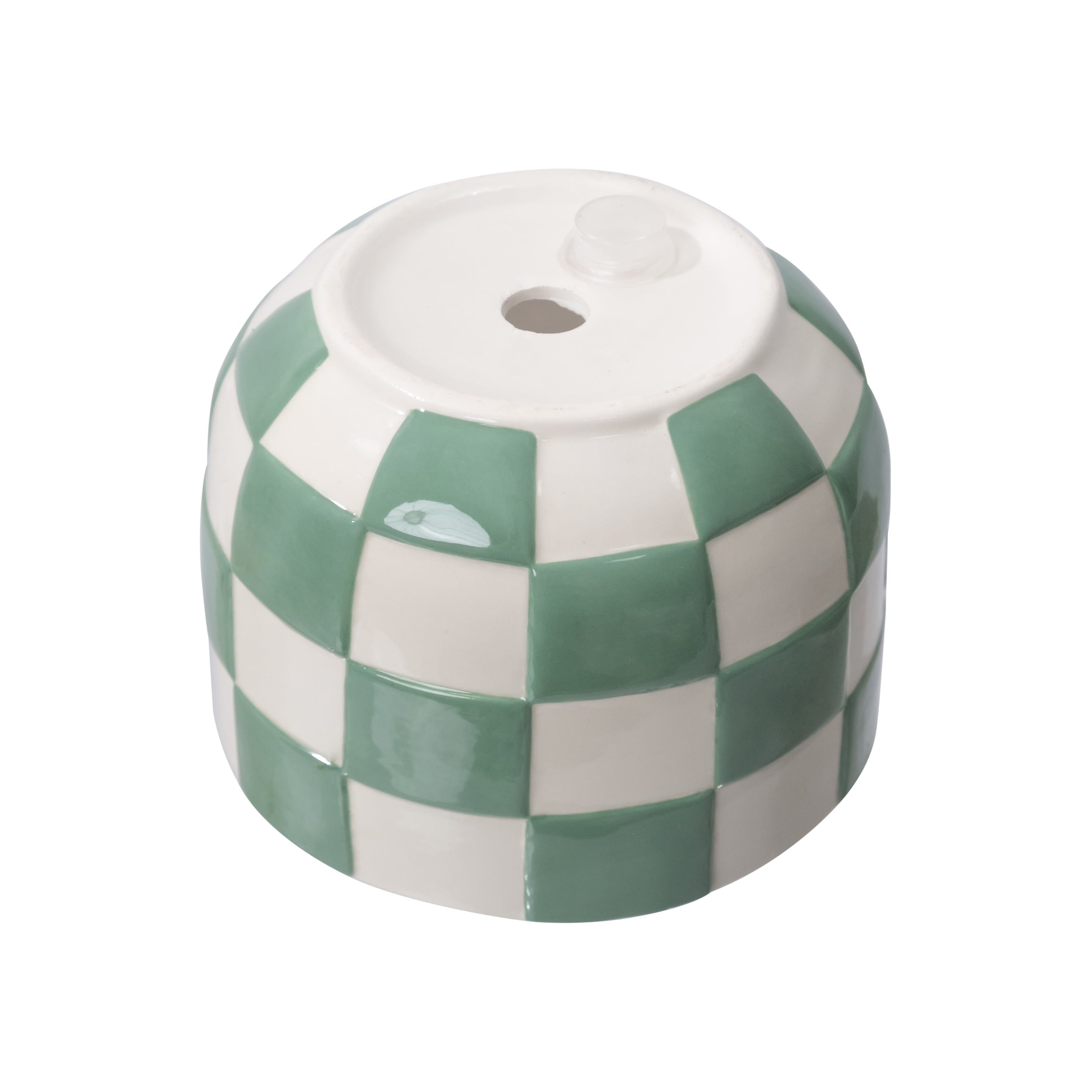 Mainstays Lennon 6" x 6" x 4.5" Round Green Checkered Ceramic Planter