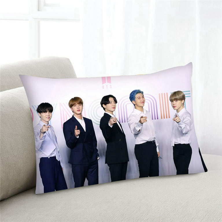 Riapawel BTS Pillowcase, Bangtan Boys Throw Pillow Case with Hidden Zipper  for Sofa Living Room Bedroom Dorm Decor-11.8 x 19.7 Inch 
