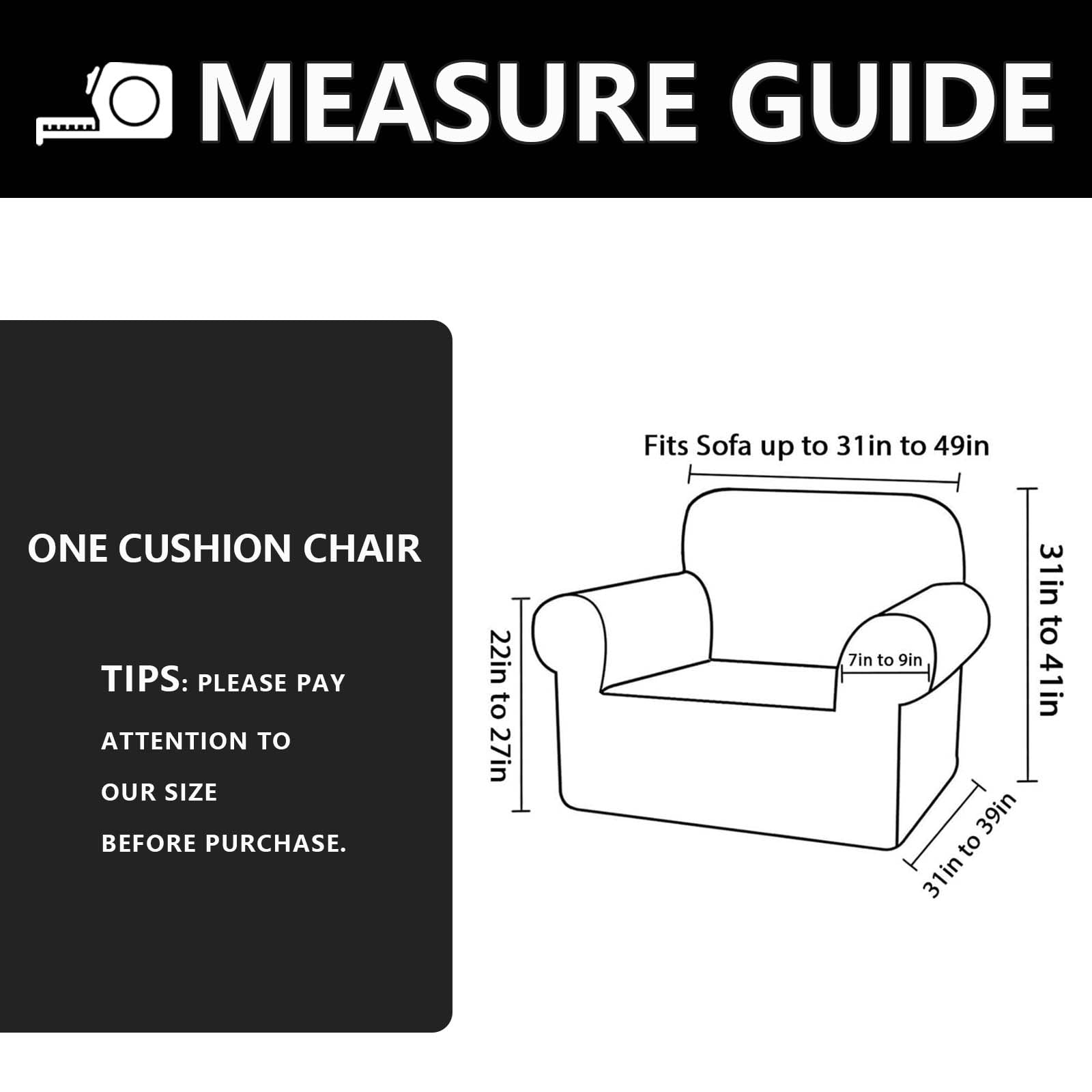 SANMADROLA 100% Waterproof Couch Covers Velvet Stretch Slipcover for 3 Cushion Sofa Cover Non Slip Leakproof Washable Furniture Protector for Kids Dogs Cats Pets, Black,Chair
