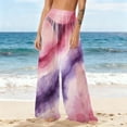 thumbnail image 5 of Mesh Cover Up Pants for Women High Waisted Sheer Wide Leg Beach Trousers Abstract Print See Through Loose Swimsuit Coverups for Pool, 5 of 7