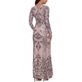 thumbnail image 2 of Betsy & Adam Womens Petites Sequined Long Sleeve Evening Dress, 2 of 2