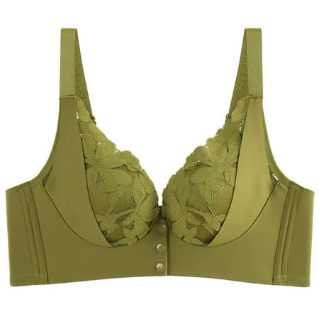 fheaev Front Closure Bras For Women Plus Size Full Coverage Bras No Underwire Front Snap Bras Post Surgery Front Closure Brassiere Sports Bra Wireless Minimizer Bra Everyday Bar