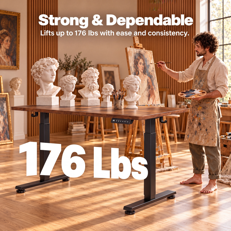 CHITOOMA 48" Electric Standing Desk, Rustic Brown photo 7