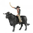 thumbnail image 1 of Figura de vaquero con toro Figura de vaca de granja Simulación realista Modelo de granja para toro negro de pie, 1 of 9
