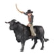 thumbnail image 1 of Modelo de granja de simulación, figura de montar ganado en miniatura, vaquero pintado a mano con toro negro de pie, 1 of 9