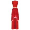 thumbnail image 2 of Zaldita Womens Praise Dance Outfit Metallic Patchwork Tunic Overlay with Pants Red XXL, 2 of 7