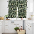thumbnail image 2 of Summer Tropical Plant Monstera Leaf Curtain Tier and Valance Set 3 Piece, Watercolor Leaves Seamless 3-inch Rod Pocket Window Tier Curtains Valance for Kitchen Living Room, 2 of 9