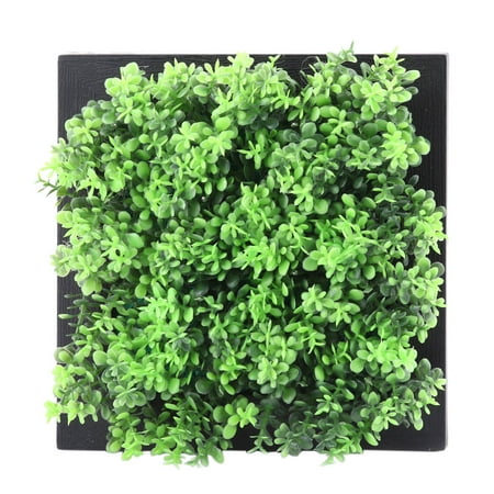 Bedroom Plastic Square Shaped Wall Hanging Artificial Grass Plant Decor