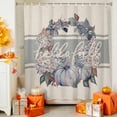 thumbnail image 4 of Shower Curtain 54"W x 78"L Fall Thanksgiving Garland Purple Hydrangea Leaves Pumpkins Retro Linen Fabric Shower Curtains Set with Hooks Bathroom Curtains Machine Washable Bathroom Accessories, 4 of 6