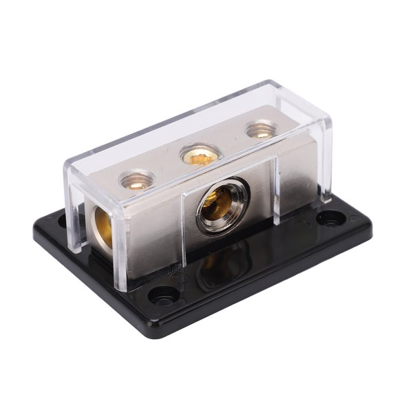 Power Distribution Block, Practical Zinc Alloy 2 Way 0GA In 4GA Out Safe Ground Distribution Block for Car Audio