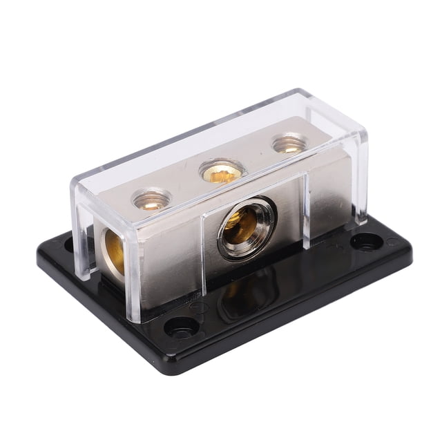 Power Distribution Block, Practical Zinc Alloy 2 Way 0GA In 4GA Out Safe Ground Distribution Block for Car Audio