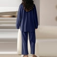 thumbnail image 5 of FAIWAD Lounge Pajamas Set for Women Spring Summer Long Sleeved Tops and Wide Leg Slacks Comfy Loungewear Set, 5 of 5