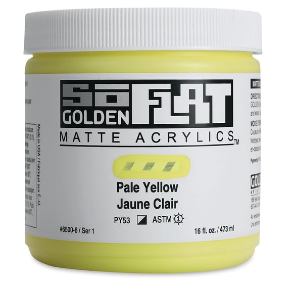 Golden SoFlat Matte Acrylic Paint - Pale Yellow, 473 ml, Jar