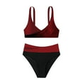 thumbnail image 4 of PEASKJP Bikinis for Women Two Piece Plus Size High Waisted Slim Fit Floral Bikini Swimsuit Set Red 3XL, 4 of 5